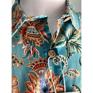 NWT Yiume Tree of Life Button Down XL Shirt Women Tropical Hawaiian Aloha Beach